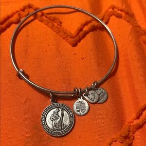 Saint Christopher Silver Charm Bangle Bracelet - Silver